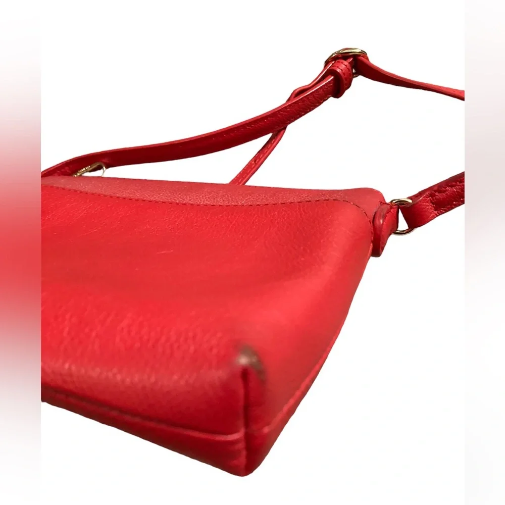 TALBOTS Red Leather Bag. Cross Body Leather with Adjustable Strap. - Picture 8 of 14